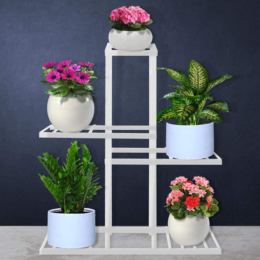 OurBalconyGarden White Metal Stand for Plant Balcony Garden OBGA-02