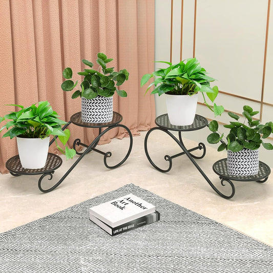 OurBalconyGarden Plant Metal Double Pot Stand(Pc 2) OBGA-05