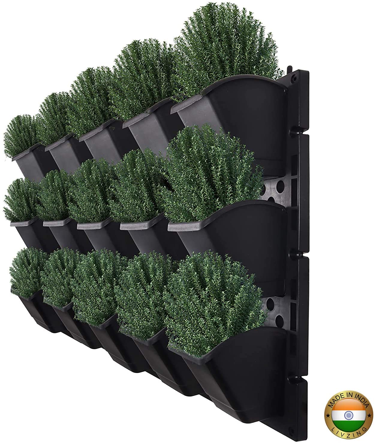 Vertical Pots for Natural Plants (Set of 3 pots with Panel)