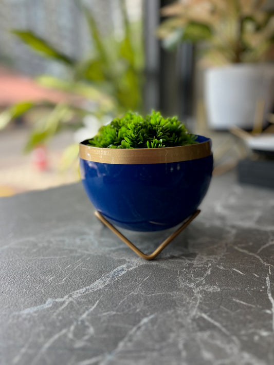 Our Balcony Garden Blue Gold Metal Pot B315