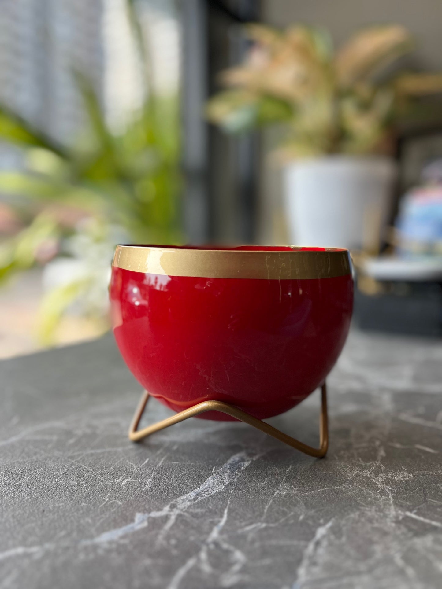 Our Balcony Garden Red Gold Metal Pot B316