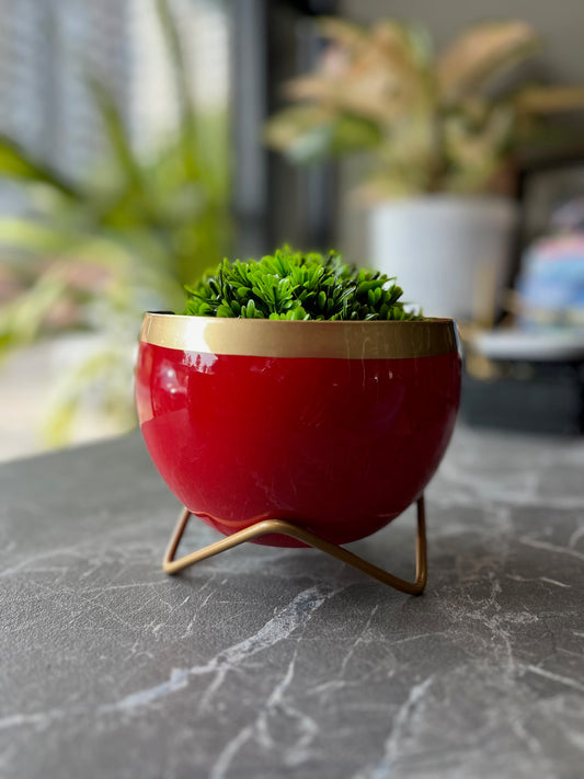 Our Balcony Garden Red Gold Metal Pot B316