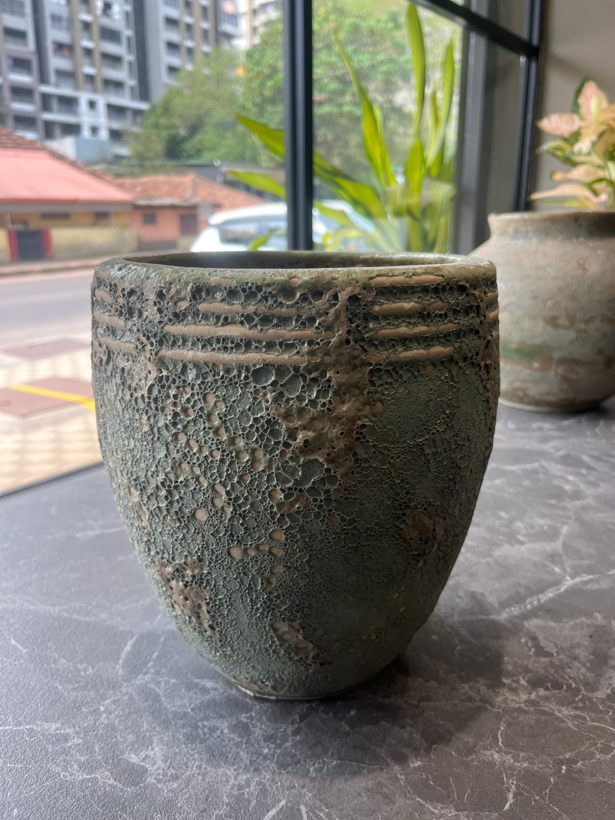 OurBalconyGarden Green Line Monochrome Ceramic Pot  B297