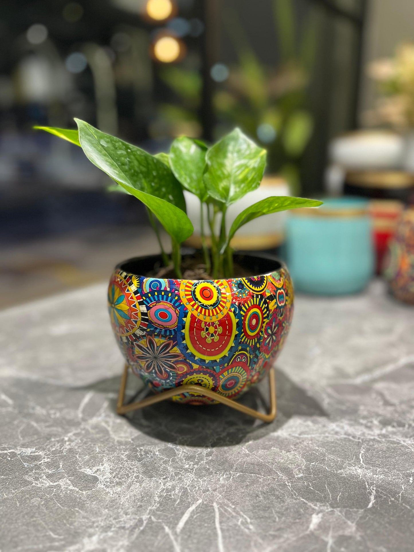 Our Balcony Garden Rangoli Bohemian Metal Pots B304