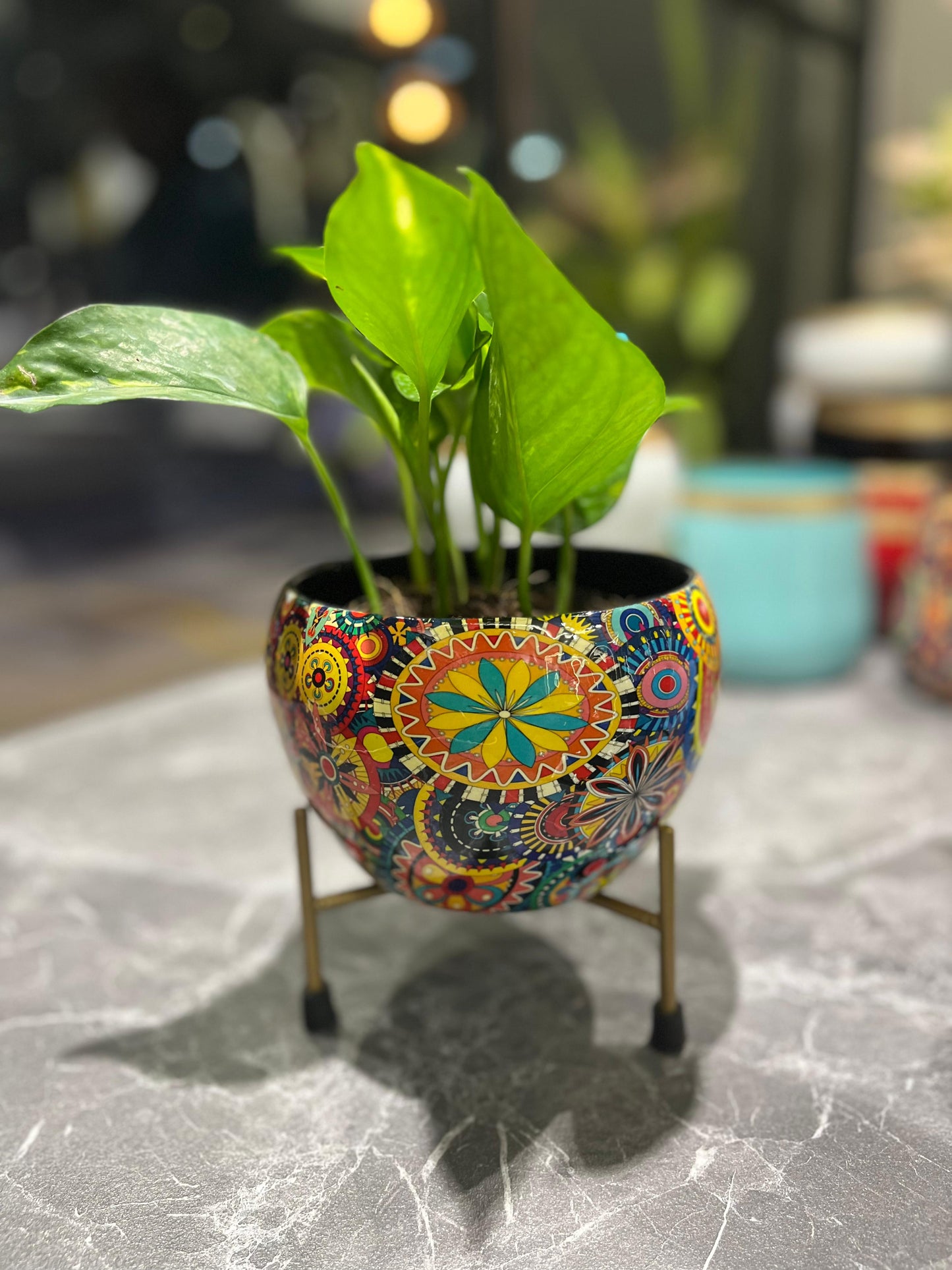 Our Balcony Garden Rangoli Bohemian Metal Pots B304